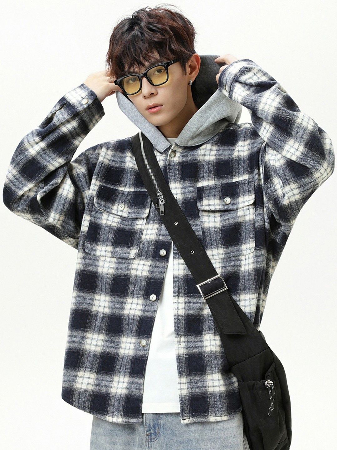 Mast & Harbour Checked Hooded Tailored Jacket