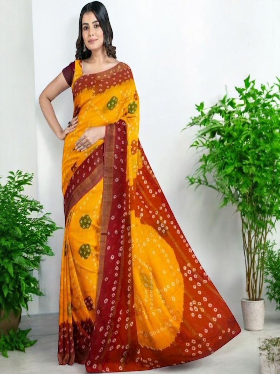 yashvi fab Yellow Pure Cotton  Block Print Sarees