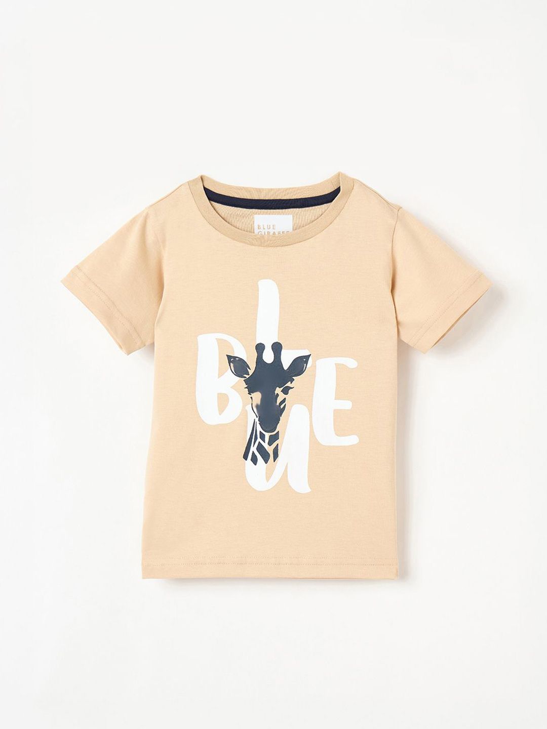 Blue Giraffe Boys Graphic Printed Round Neck Pure Cotton T-Shirt
