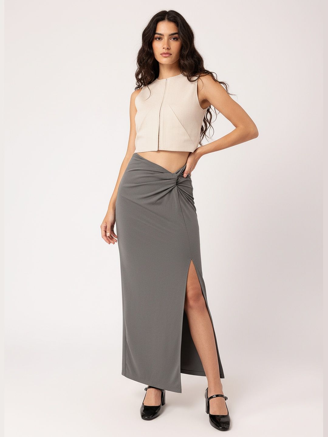 Buy DressBerry X fwd Femme Fever Twisted Slit Maxi Skirt - Skirts