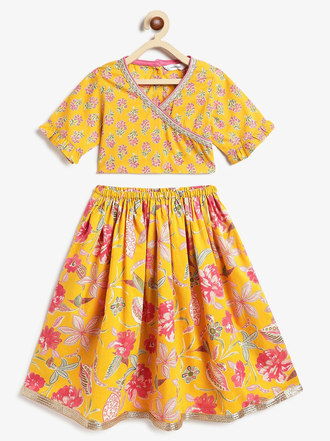 Campana Girls Printed Ready to Wear Cotton Lehenga & Choli