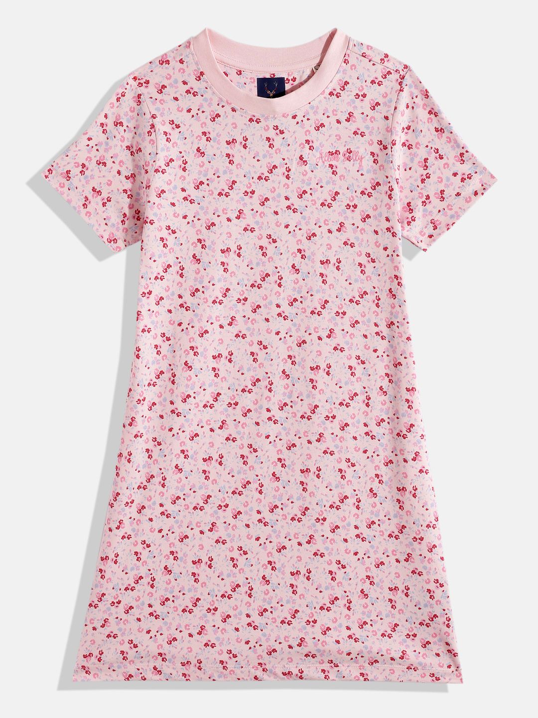 Allen Solly Junior Floral Print Pure Cotton A-Line T-Shirt Dress
