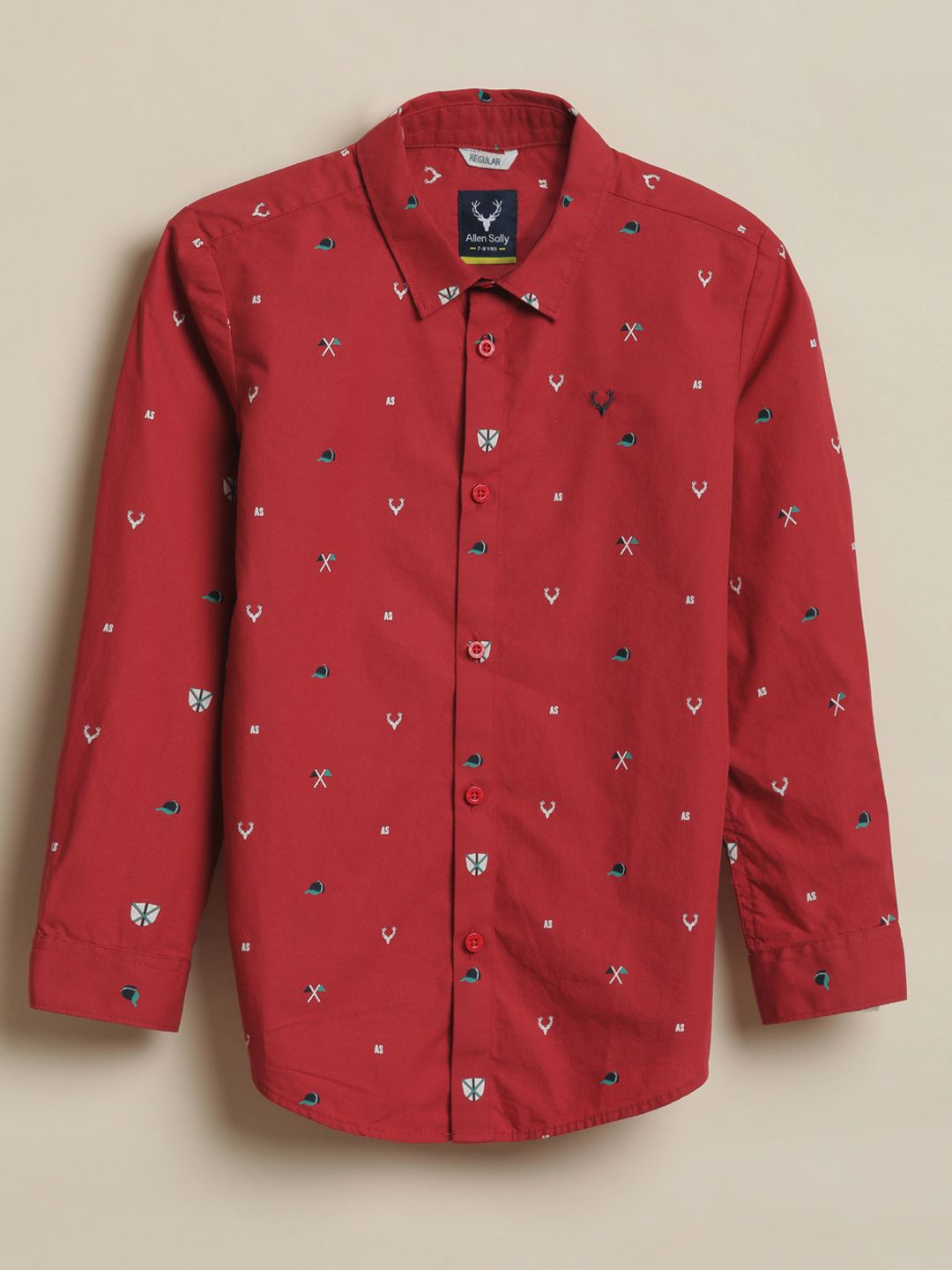 Allen Solly Junior Allen Solly Junior Boys Conversational Printed Spread Collar Pure Cotton Casual Shirt