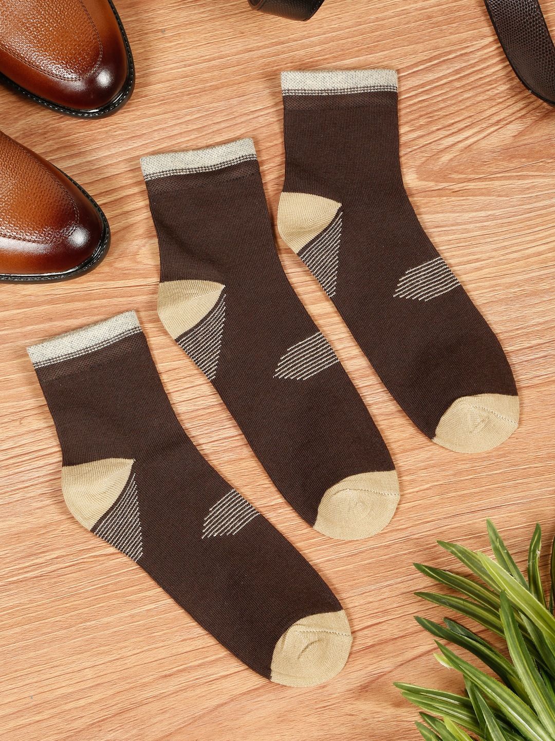 Teakwood Leathers Men Pack Of 3 Cotton Above Ankle Length Socks