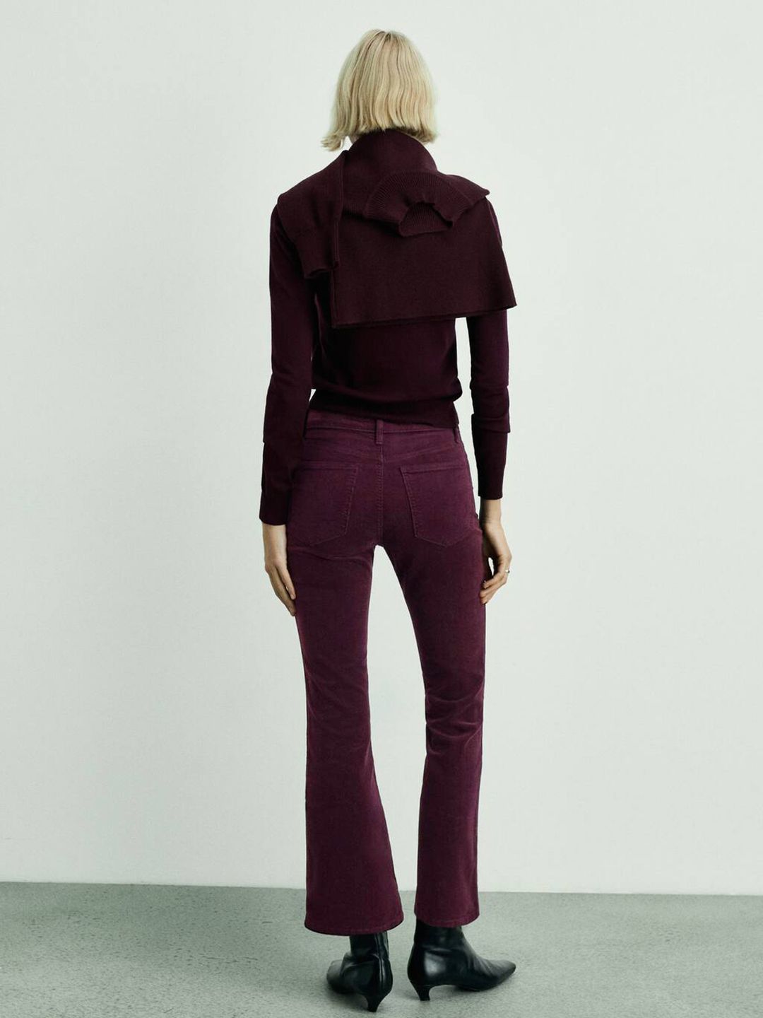 Mid-Rise Flared Corduroy Cropped Stretchable Jeans