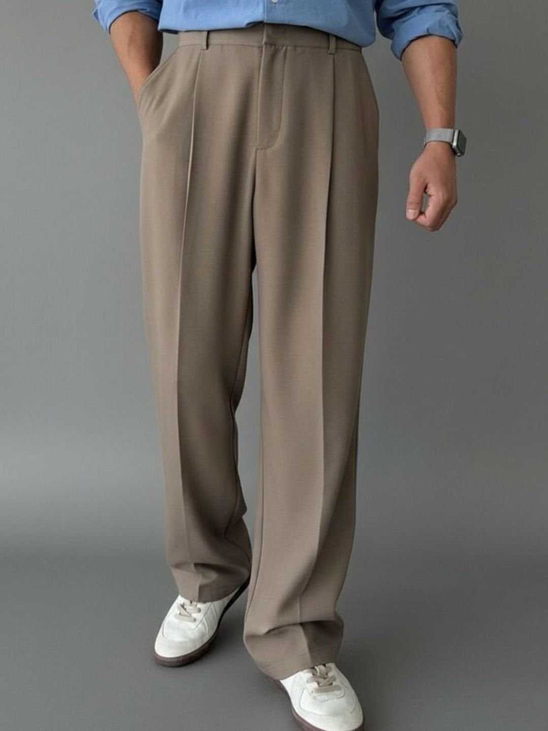 COVZ Men Korean Loose Fit Easy Wash Pleated Trousers