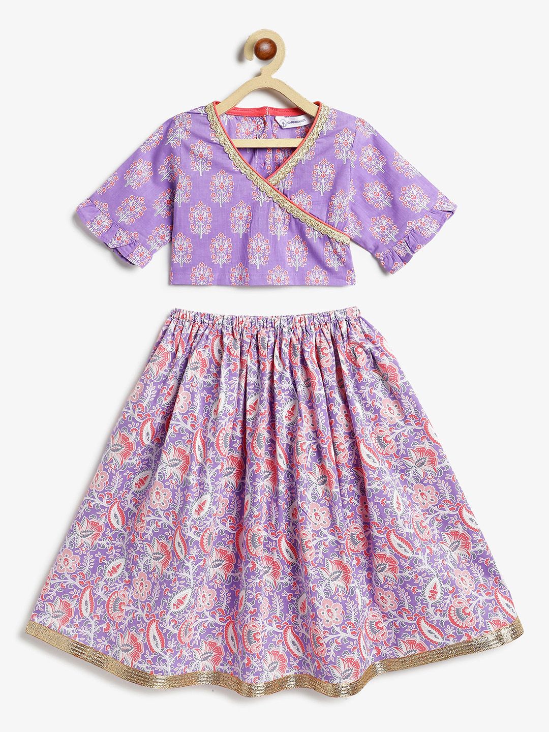 Campana Girls Printed Ready to Wear Cotton Lehenga & Choli