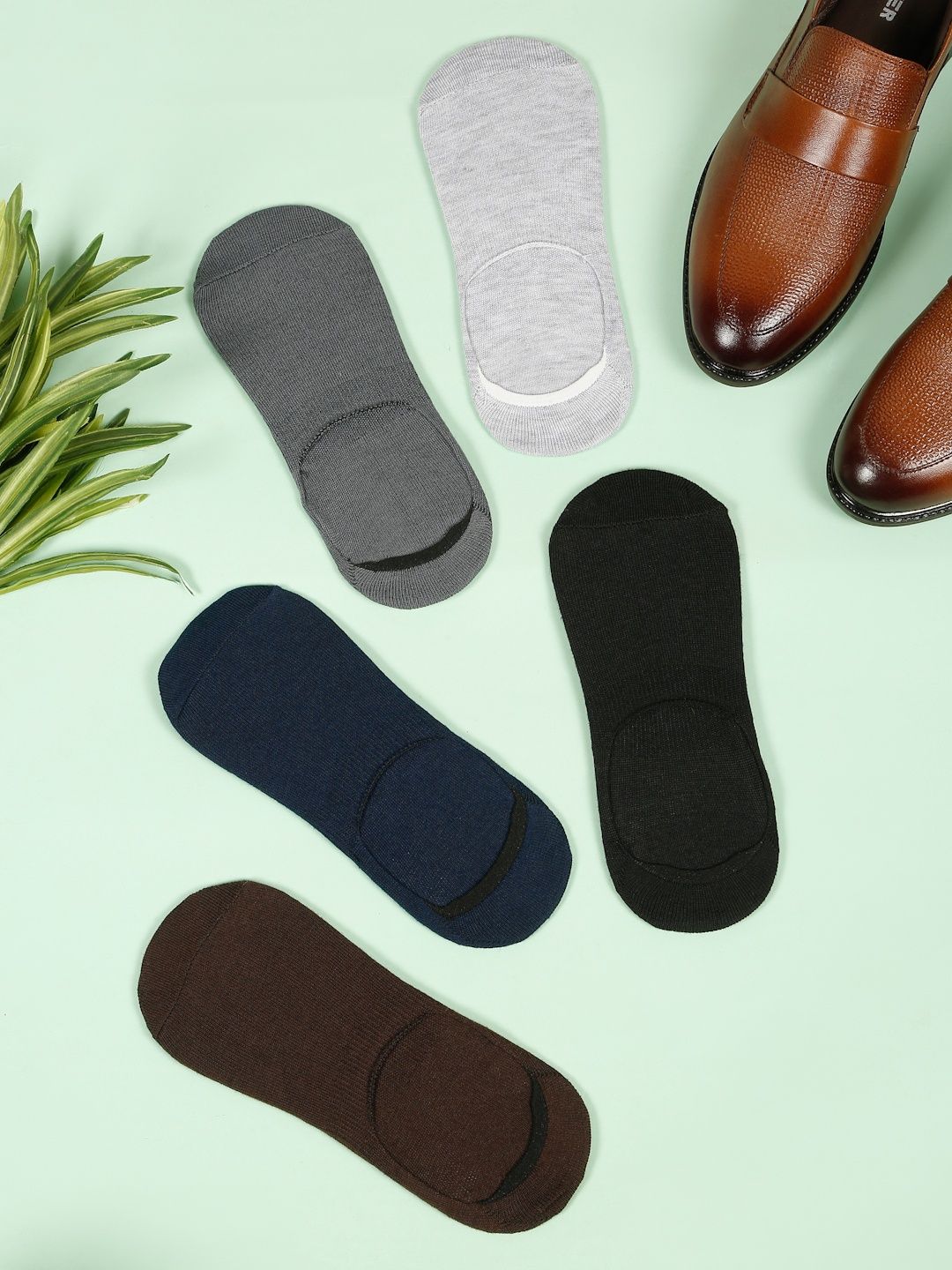 Teakwood Leathers Men Pack Of 5 Pure Cotton Shoe Liner Socks