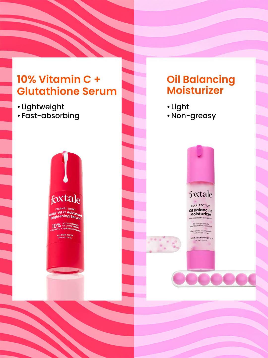 Buy FoxTale Set Of 2 Oil Balancing Moisturizer - 50 ml & Glutathione Serum  - 30 ml - Skin Care Combo for Unisex 36929995 | Myntra