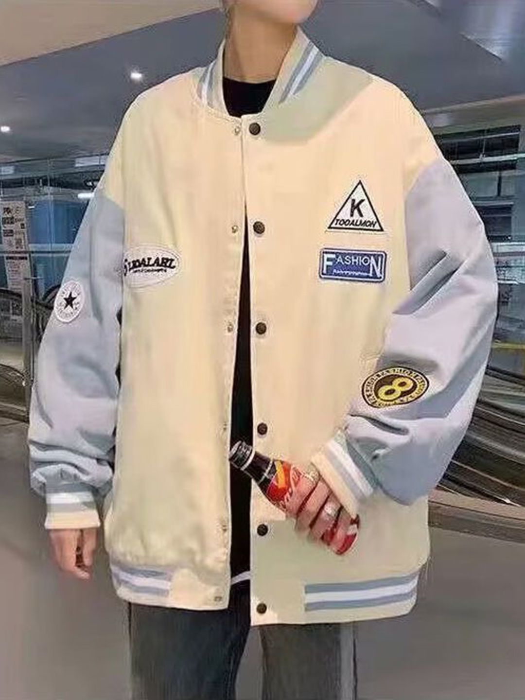 StyleCast x Revolte Men Colourblocked Tailored Jacket with Patchwork