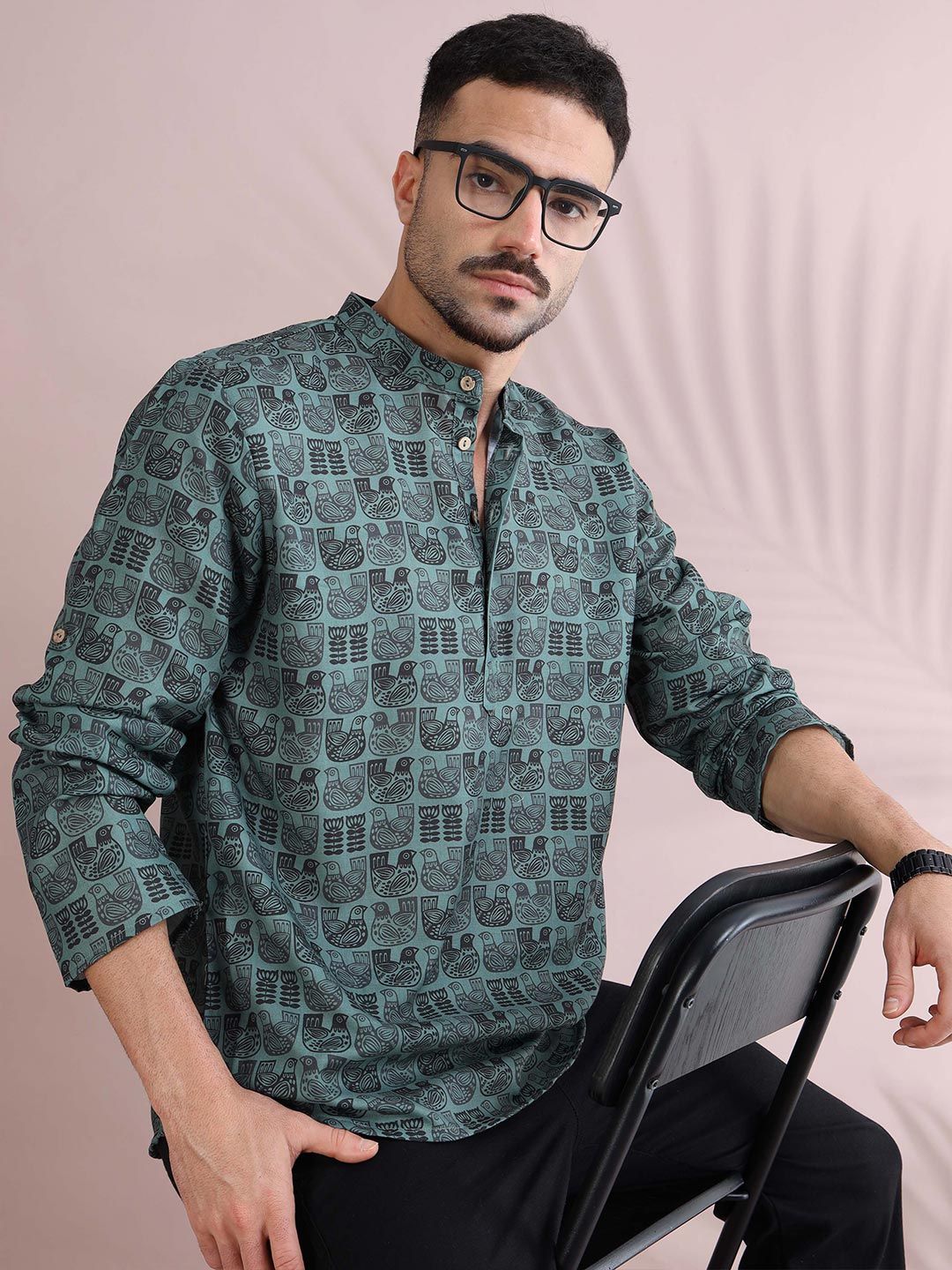 FILORI STUDIO Ethnic Motifs Printed Mandarin Collar Cotton Kurta