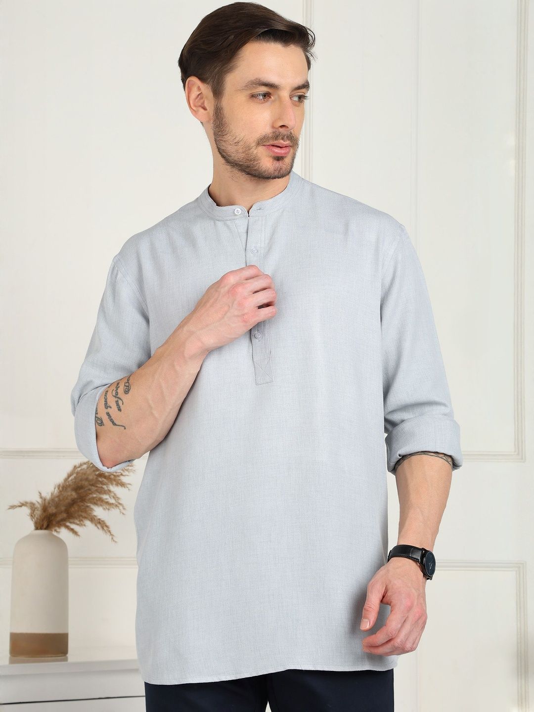 HERE&NOW Men Cotton Straight Kurtas