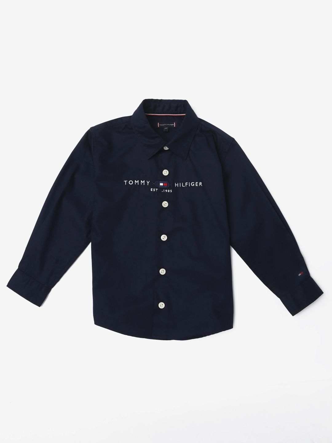 Tommy Hilfiger Tommy Hilfiger Boys Brand Logo Printed Spread Collar Cotton Casual Shirt