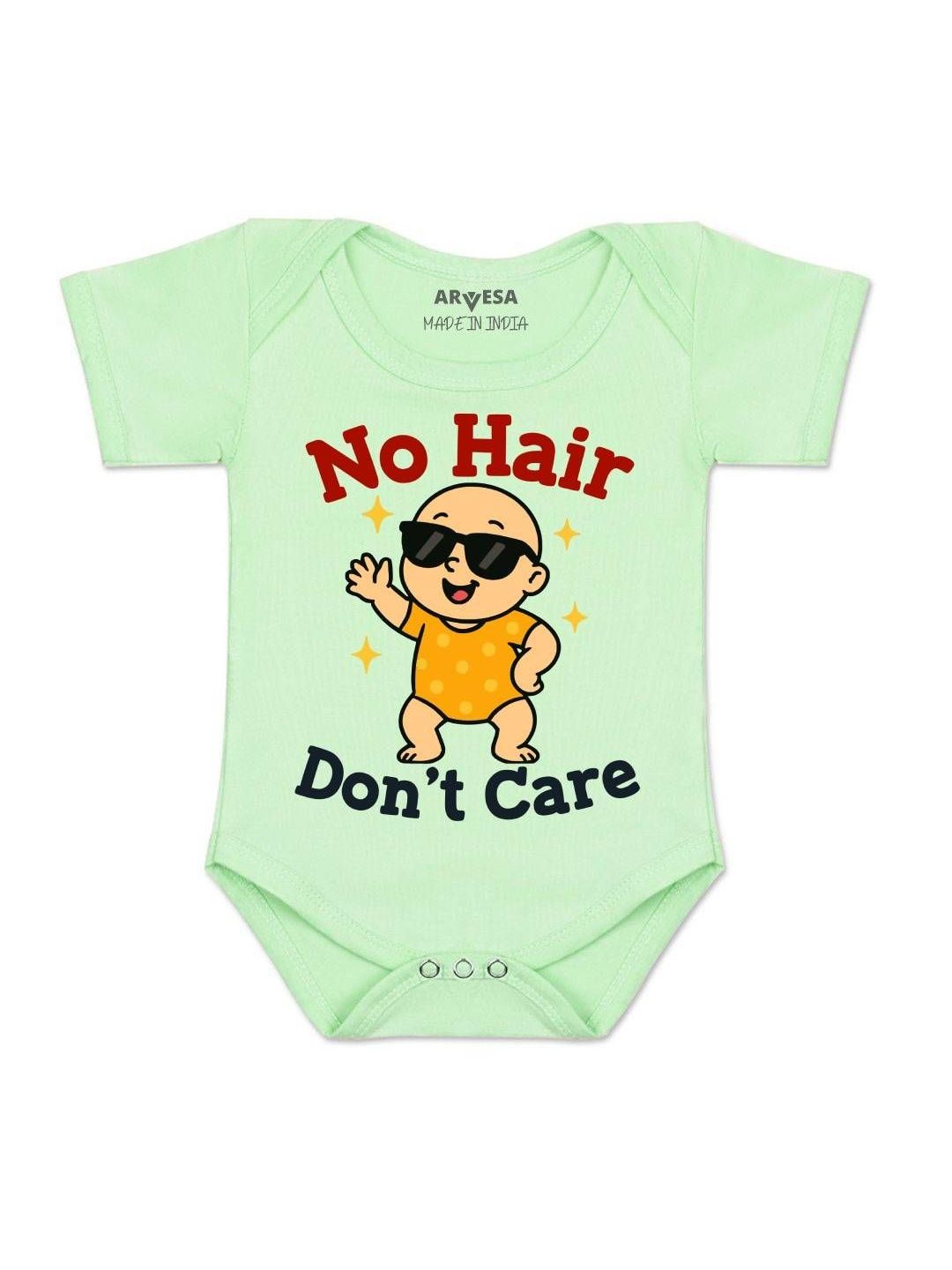 Arvesa Kids No Hair Dont Care Printed Round Neck Long Sleeves Baby Rompers