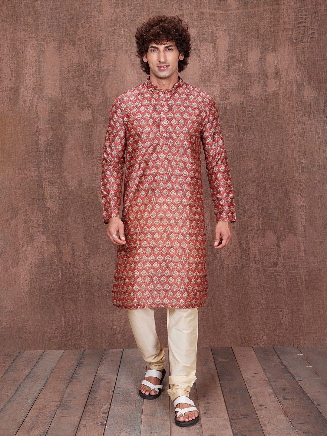 Ethnic India Ethnic India Men Ethnic Motifs Woven Design Straight Kurta