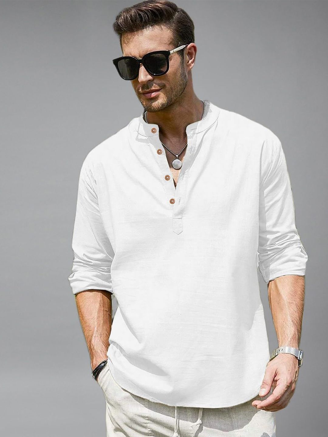 Vida Loca Men Solid Festive Cotton Straight Kurta