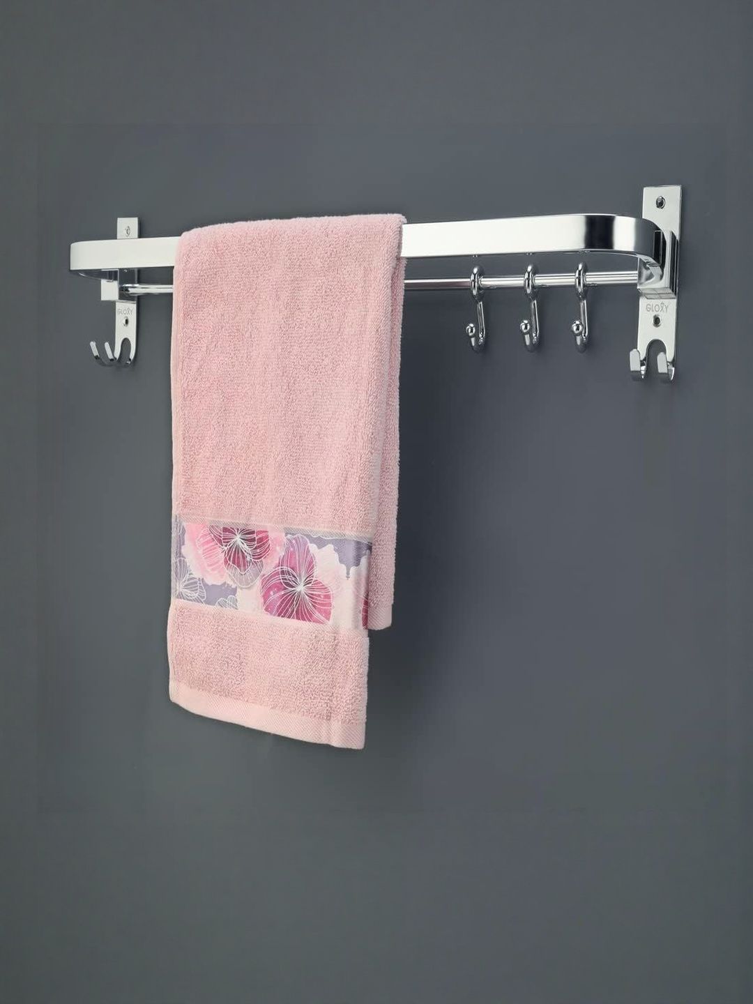 GLOXY Silver-Toned Solid Stainless Steel Towel Rod