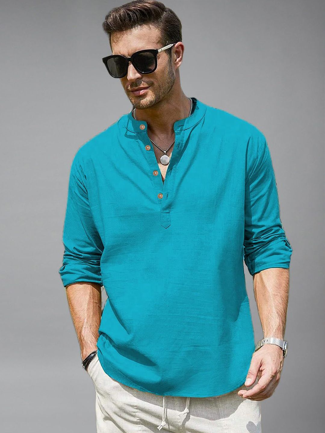 Vida Loca Men Solid Festive Cotton Straight Kurta