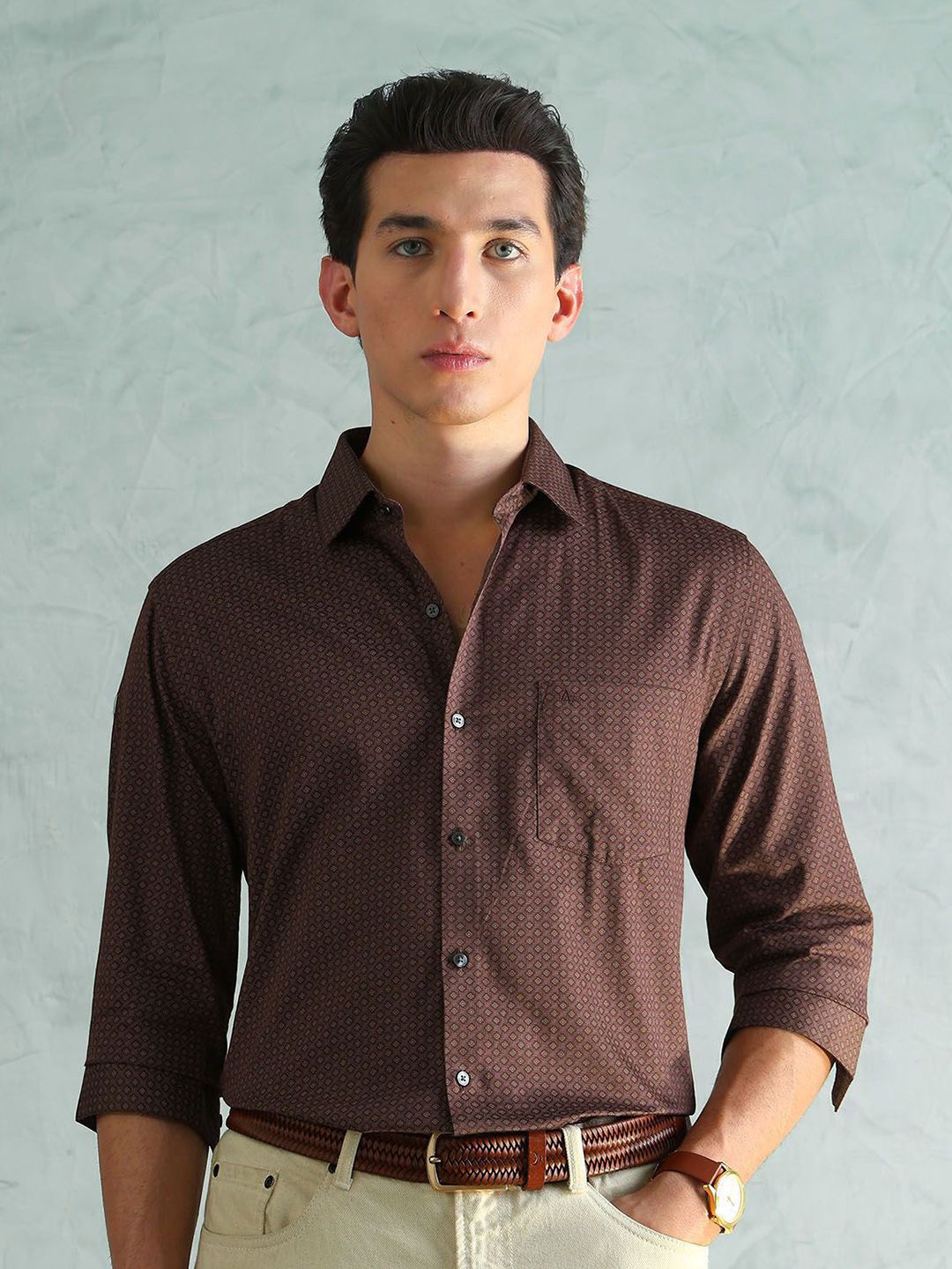 Arrow Arrow Slim Fit Geometric Printed Long Sleeves Cotton Shirt