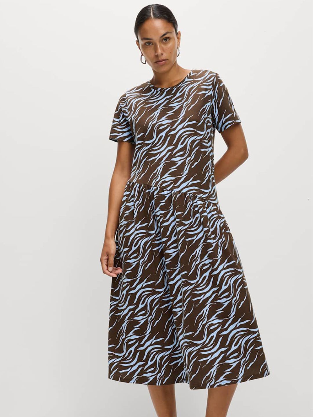 Marks & Spencer Pure Cotton Animal Print Midi T-Shirt Dress