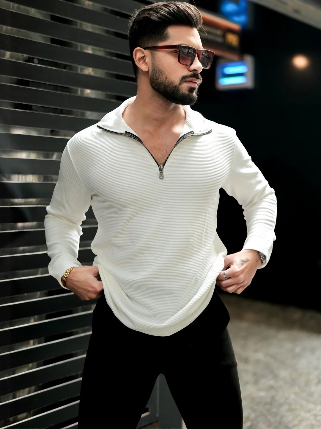 HOODLER Self Design Polo Collar Pure Cotton T-shirt