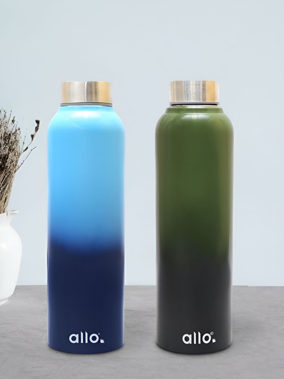 Allo Set Of 2 Stainless Steel Leakproof Steel Cap Water Bottle