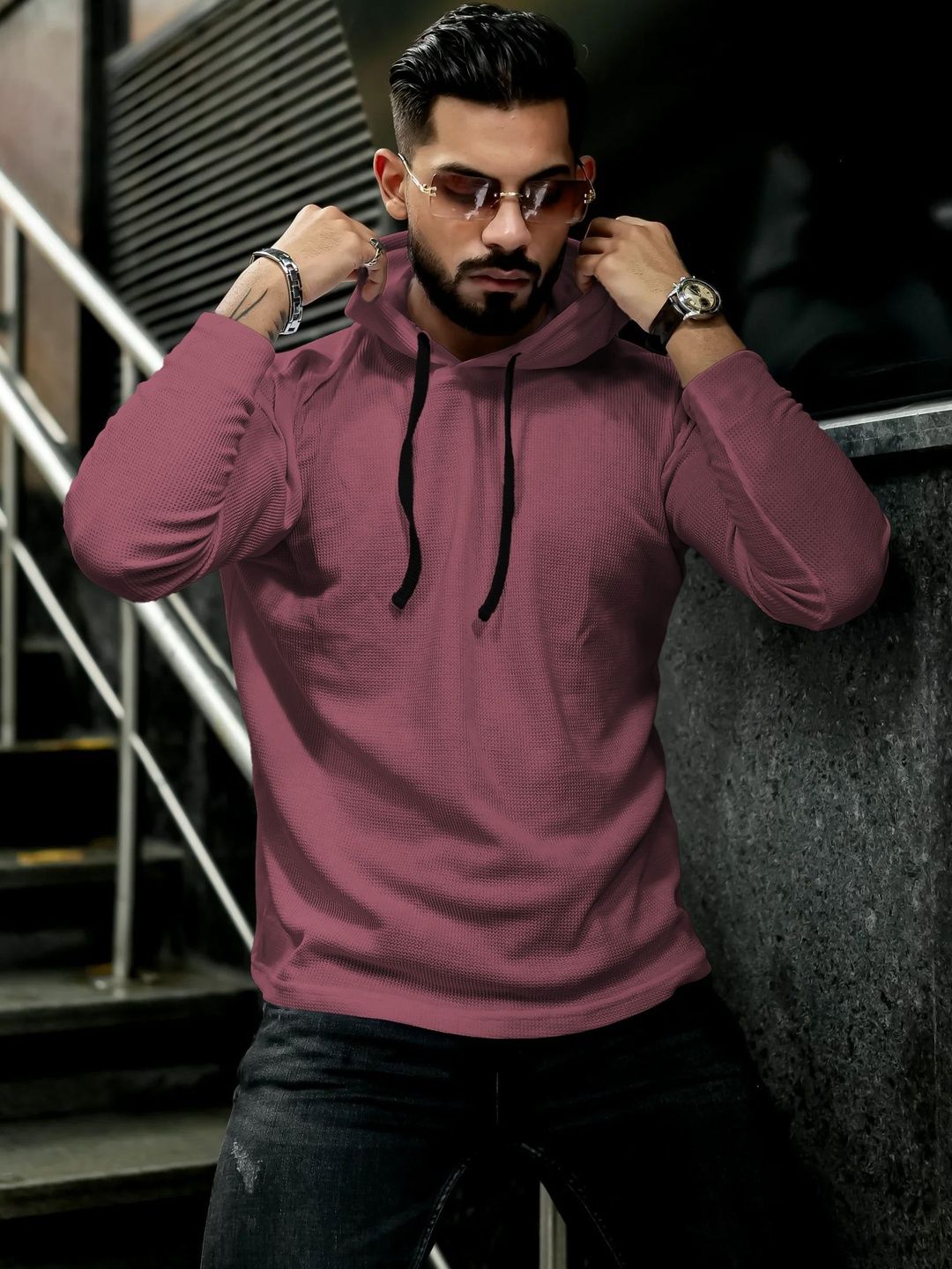 HOODLER Hood Long Sleeves Regular Fit Pure Cotton T-shirt