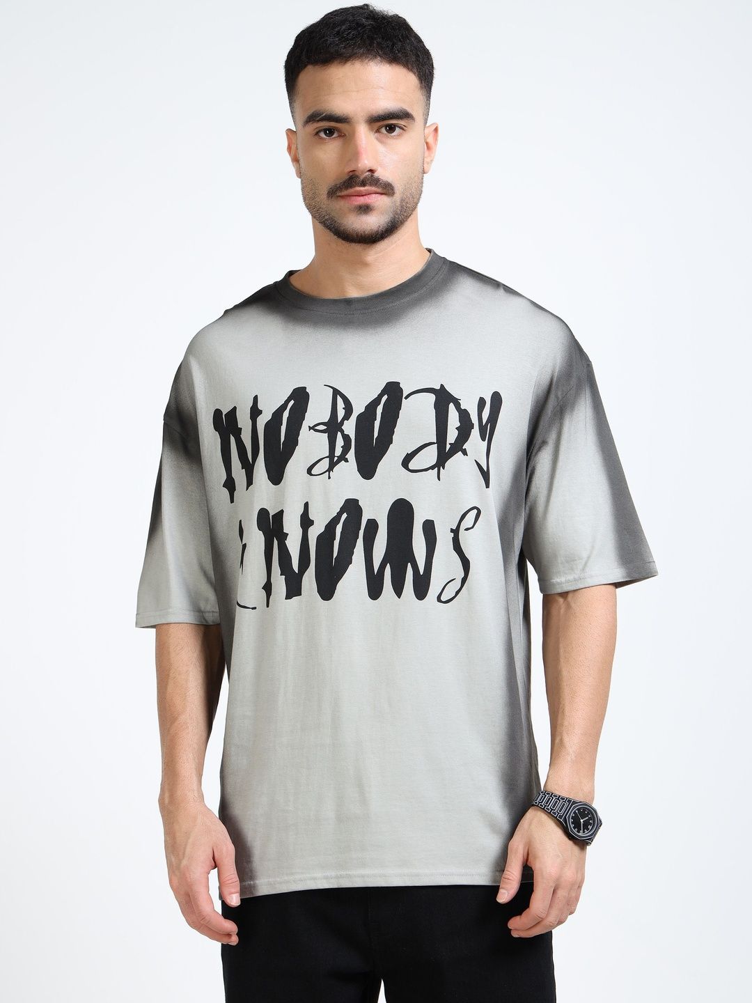 Kook N Keech Kook N Keech Oversized Typography Printed Drop-Shoulder Sleeves Pure Cotton T-Shirt