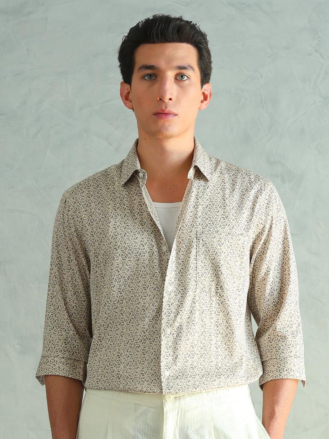 Arrow Slim Fit Printed Cotton Casual Shirt