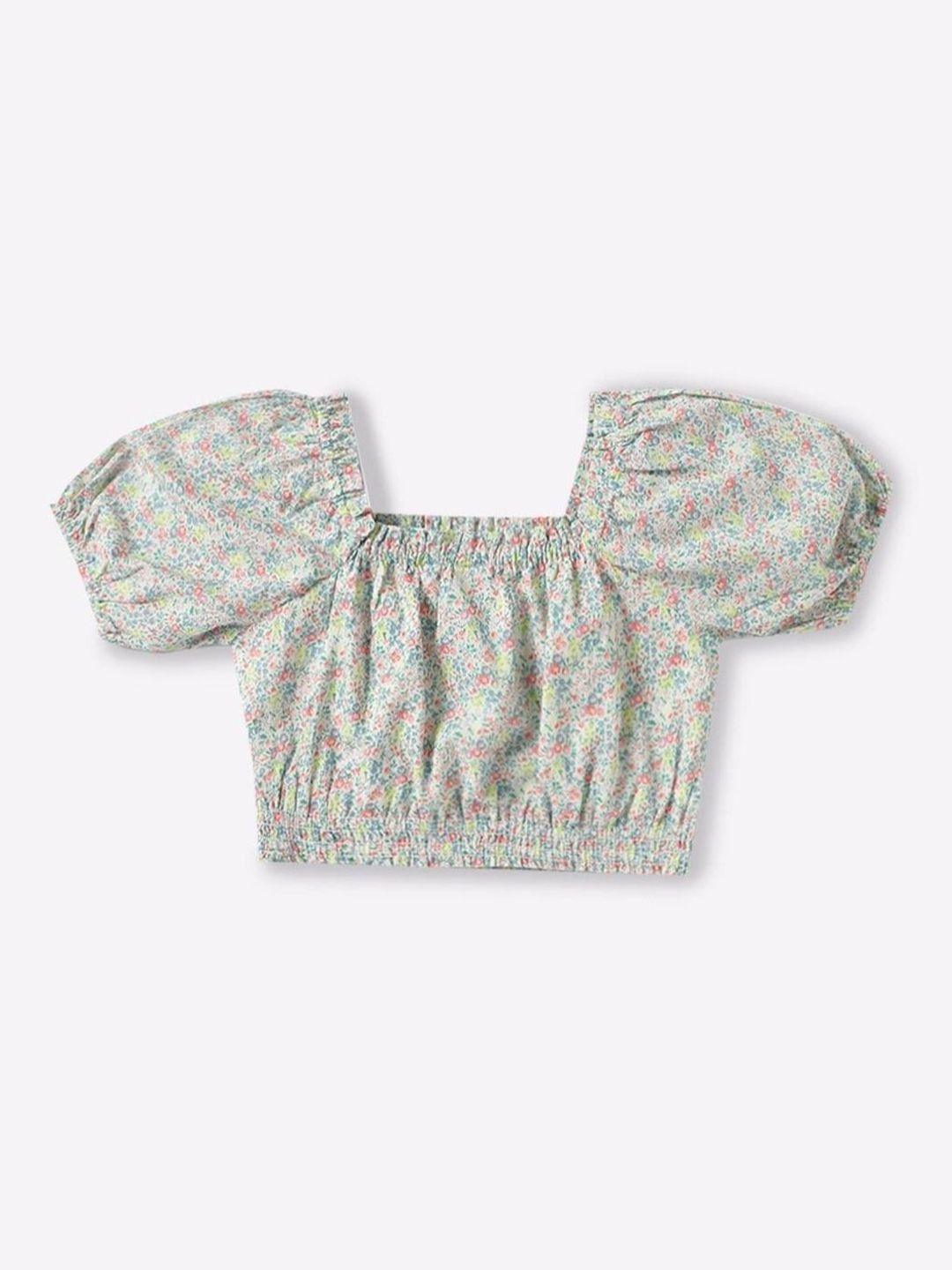 GAP Girls Floral Printed Pure Cotton Square Neck Peasant Tops