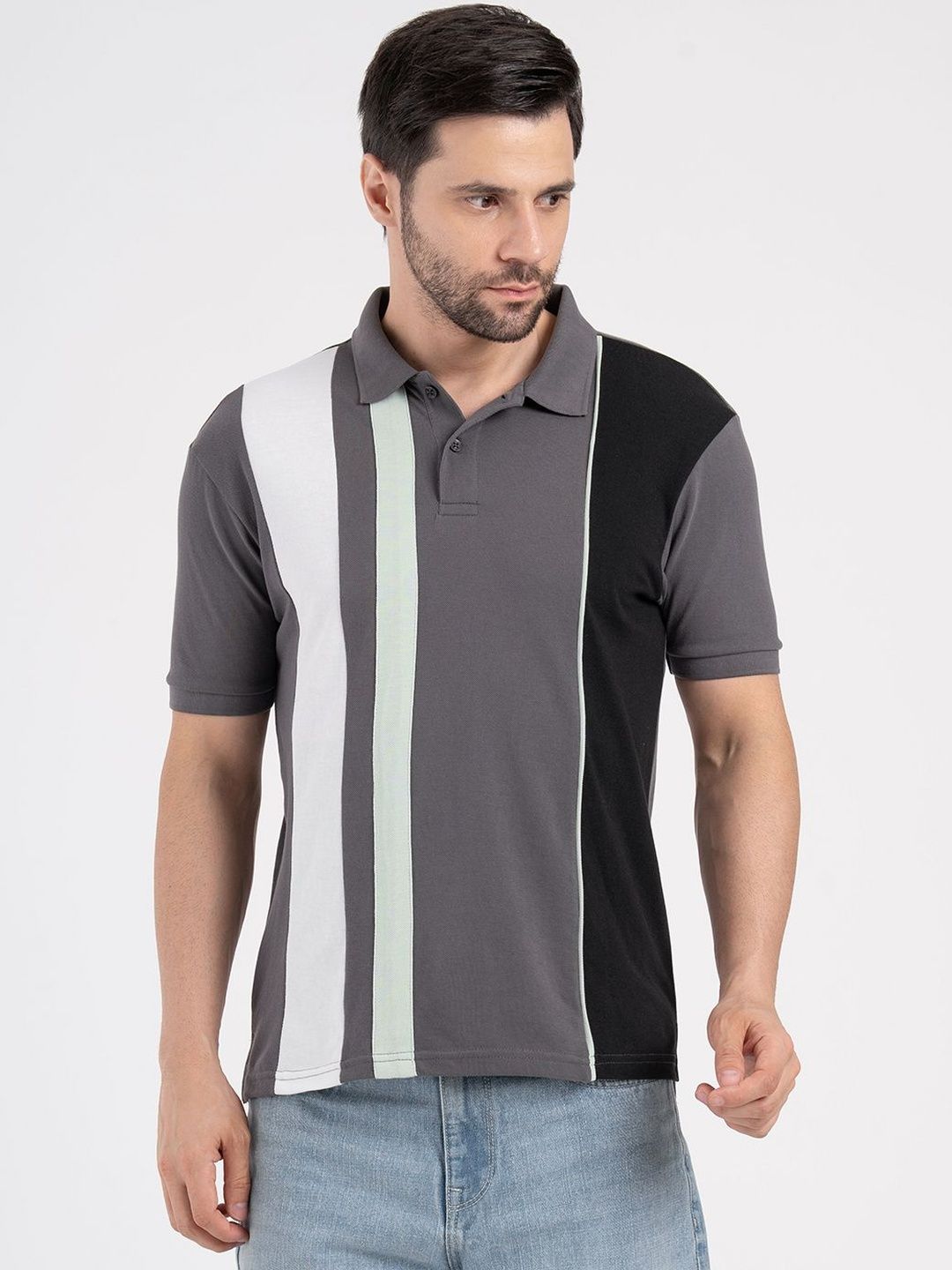 Red Tape Men Colourblocked Polo Collar T-shirt