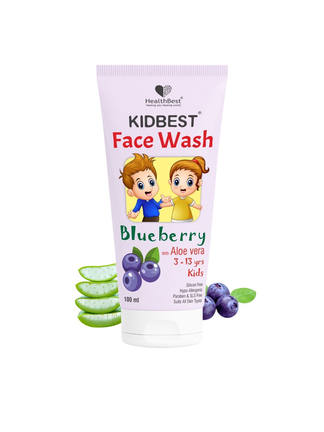 HealthBest Kids Blueberry Face Wash For Oily Skin Gentle Deep Cleansing - 100ml