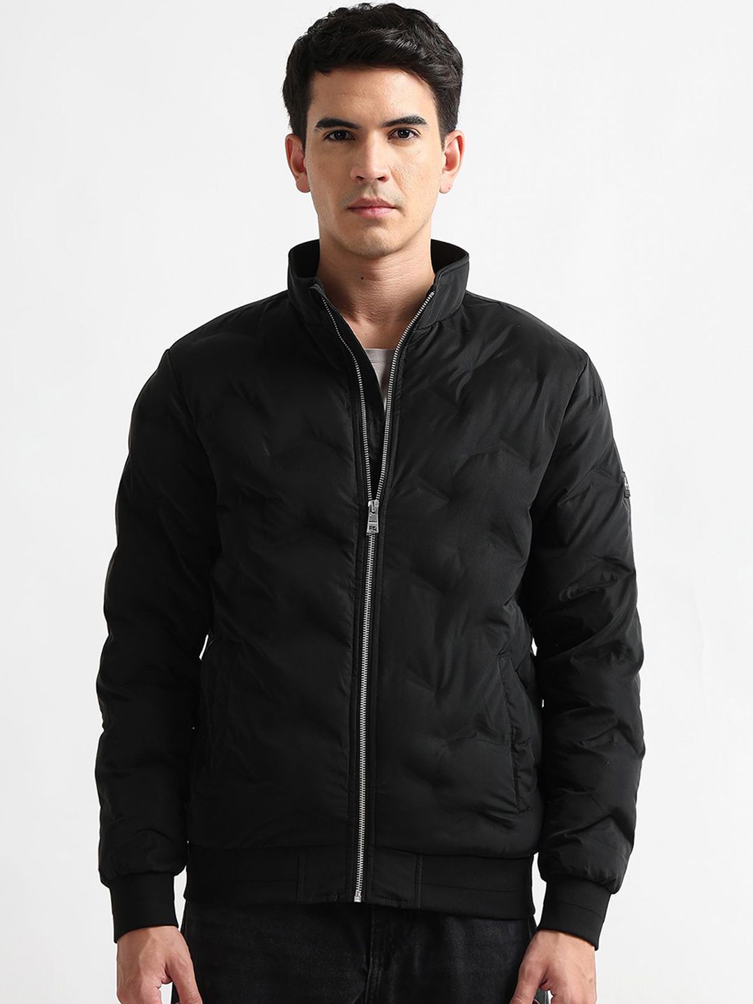 Arrow Sport Men Mock Collar Solid Puffer Jacket