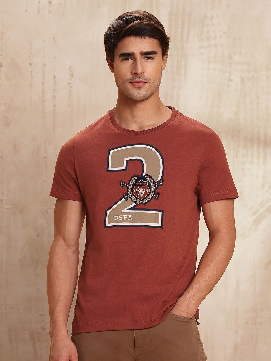 U.S. Polo Assn. Denim Co. Men Typography Printed Round Neck Pure Cotton T-shirt