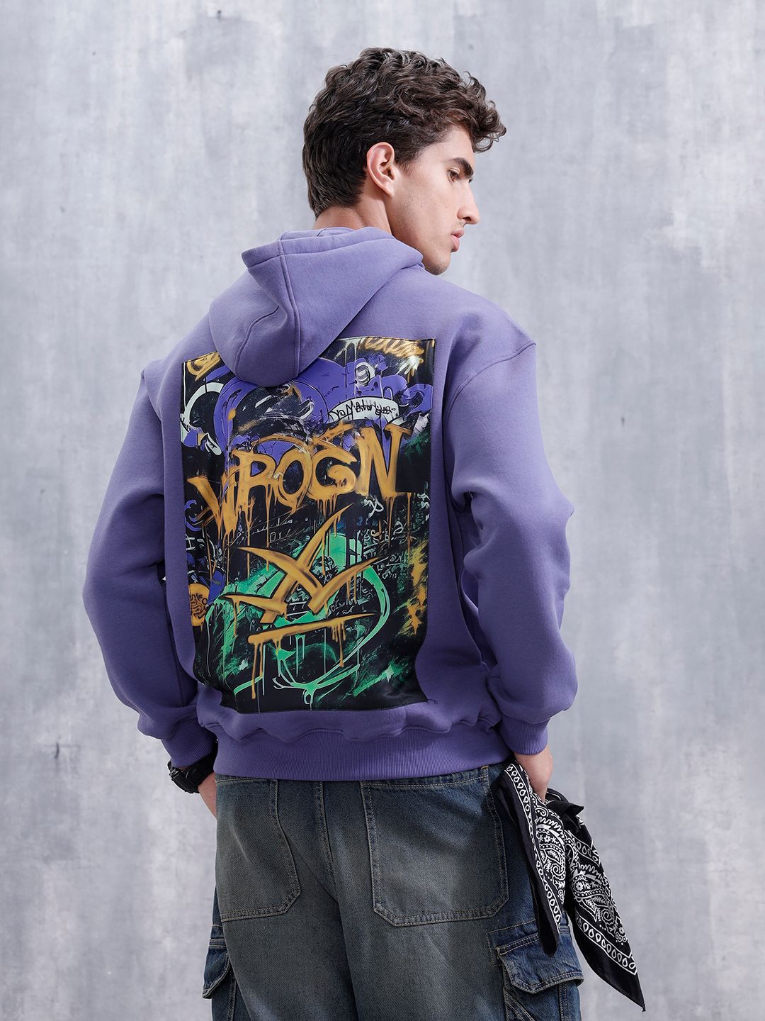 WROGN Men Graphic Printed Hooded Sweatshirt