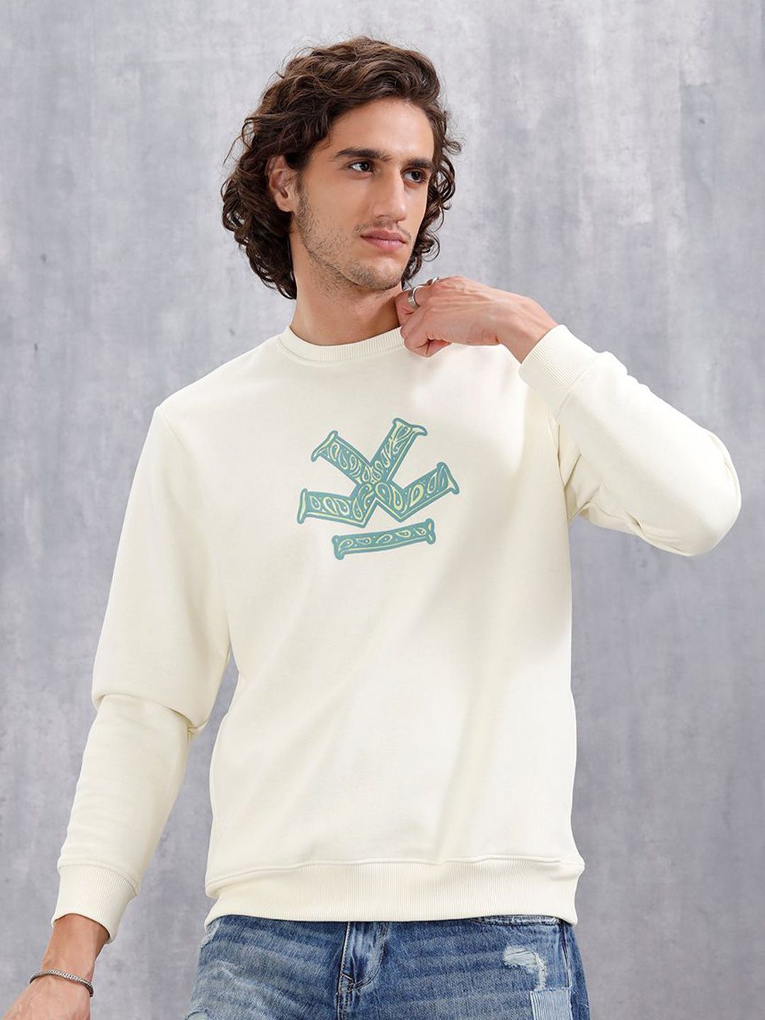 WROGN Men Graphic Printed Pullover Sweatshirt