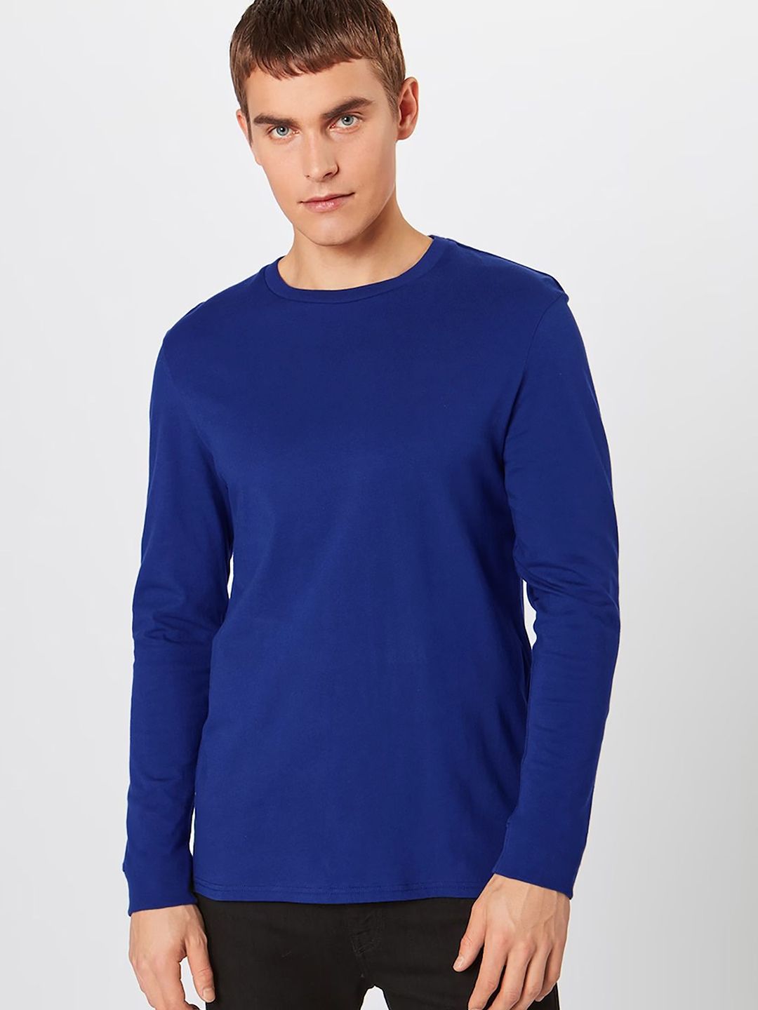 MISCHIEF MONKEY Men Solid Round Neck Pure Cotton T-shirt