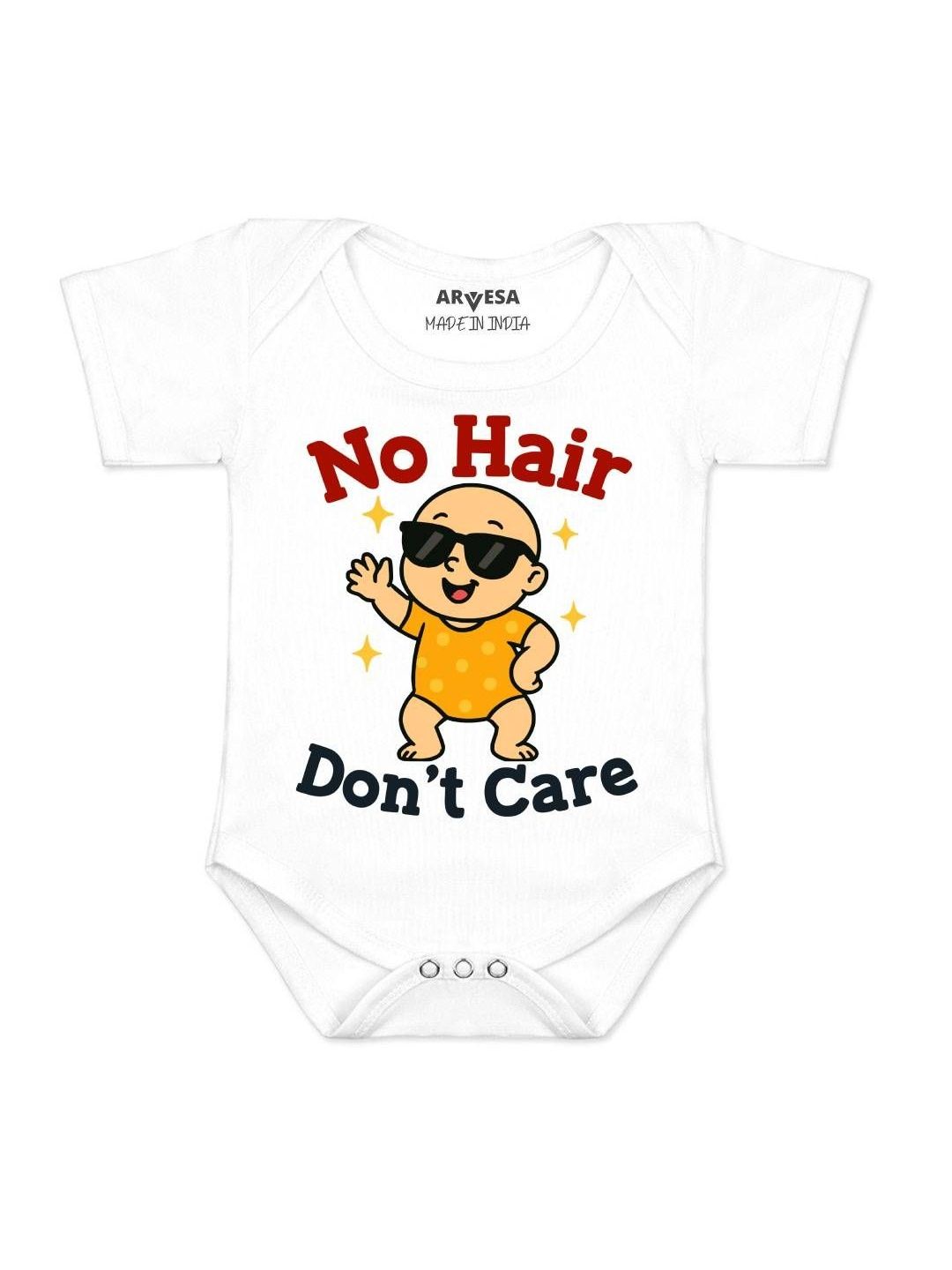 Arvesa Infants No Hair Dont Care Printed Round Neck Romper