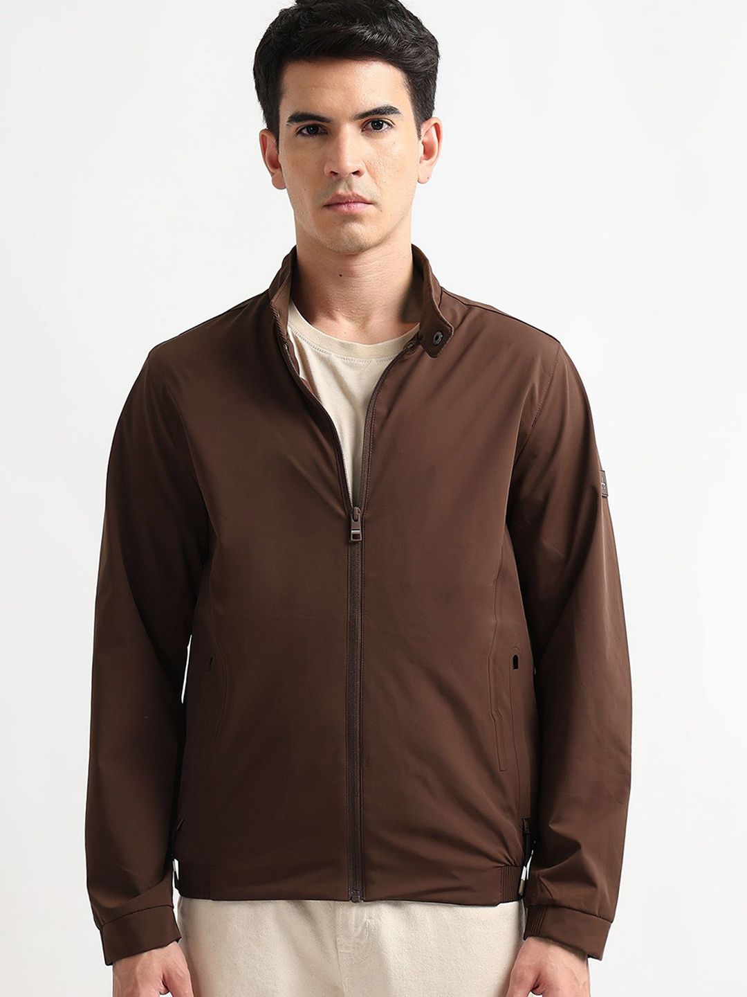 Arrow Sport Men Mandarin Collar Solid Bomber Jacket