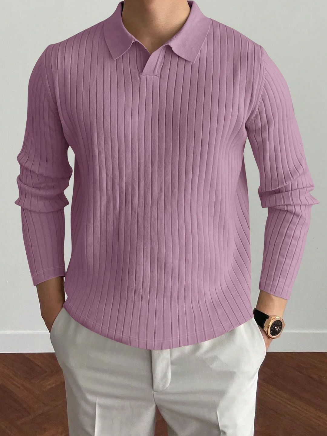 HOODLER Self Design Polo Collar Pure Cotton T-shirt