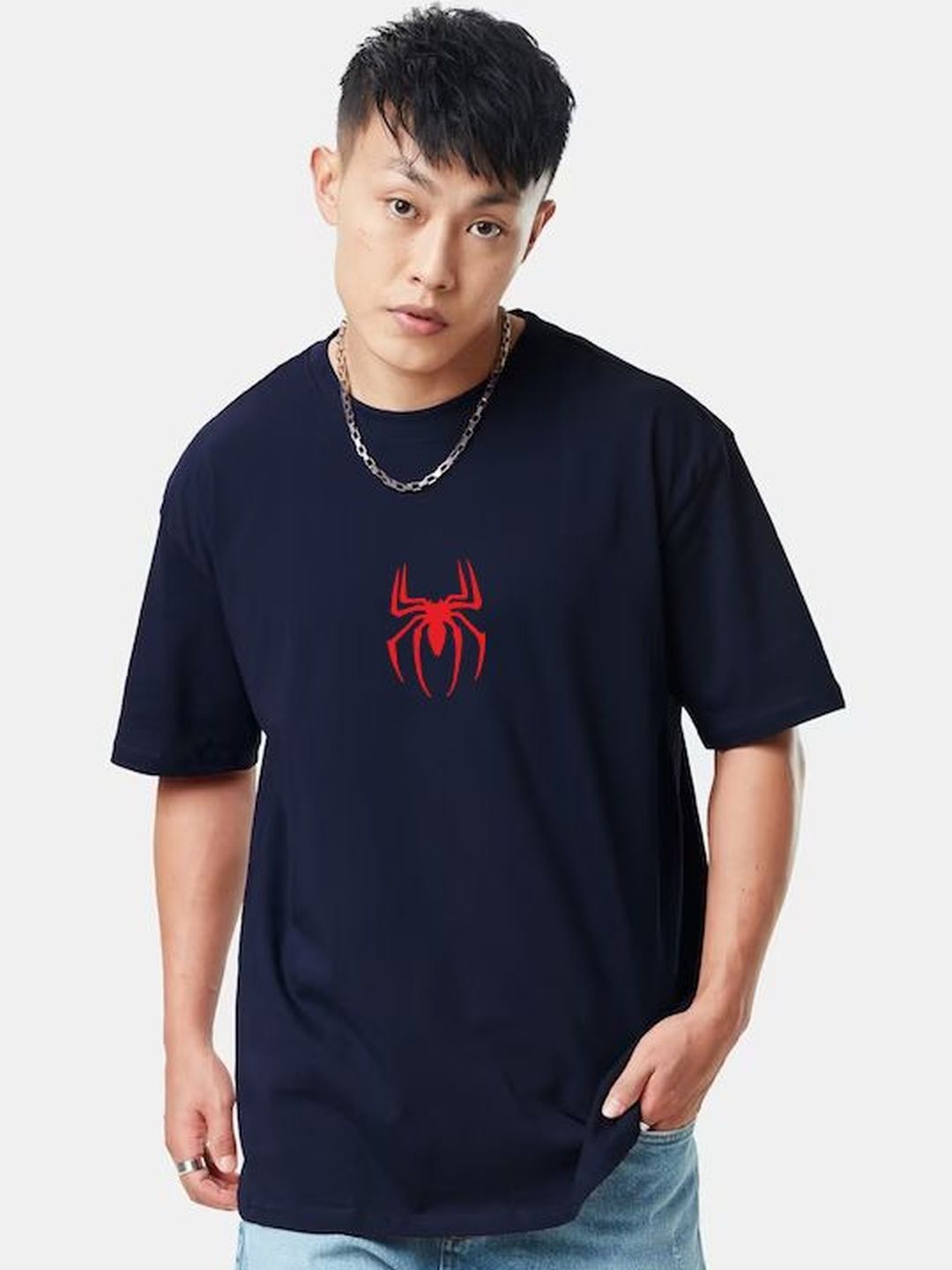 Organic Chics Spider-Man Printed Pure Cotton Oversized Anti Odour T-shirt