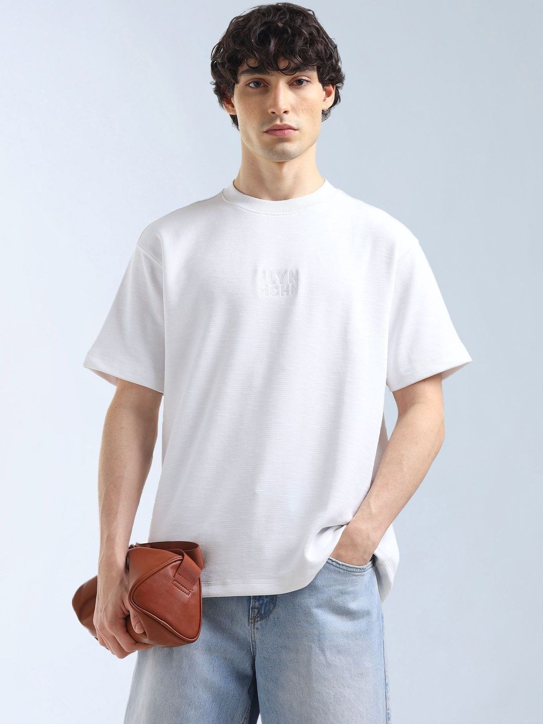 Flying Machine Flying Machine Men Solid Round Neck Pure Cotton Relaxed Fit T-shirt