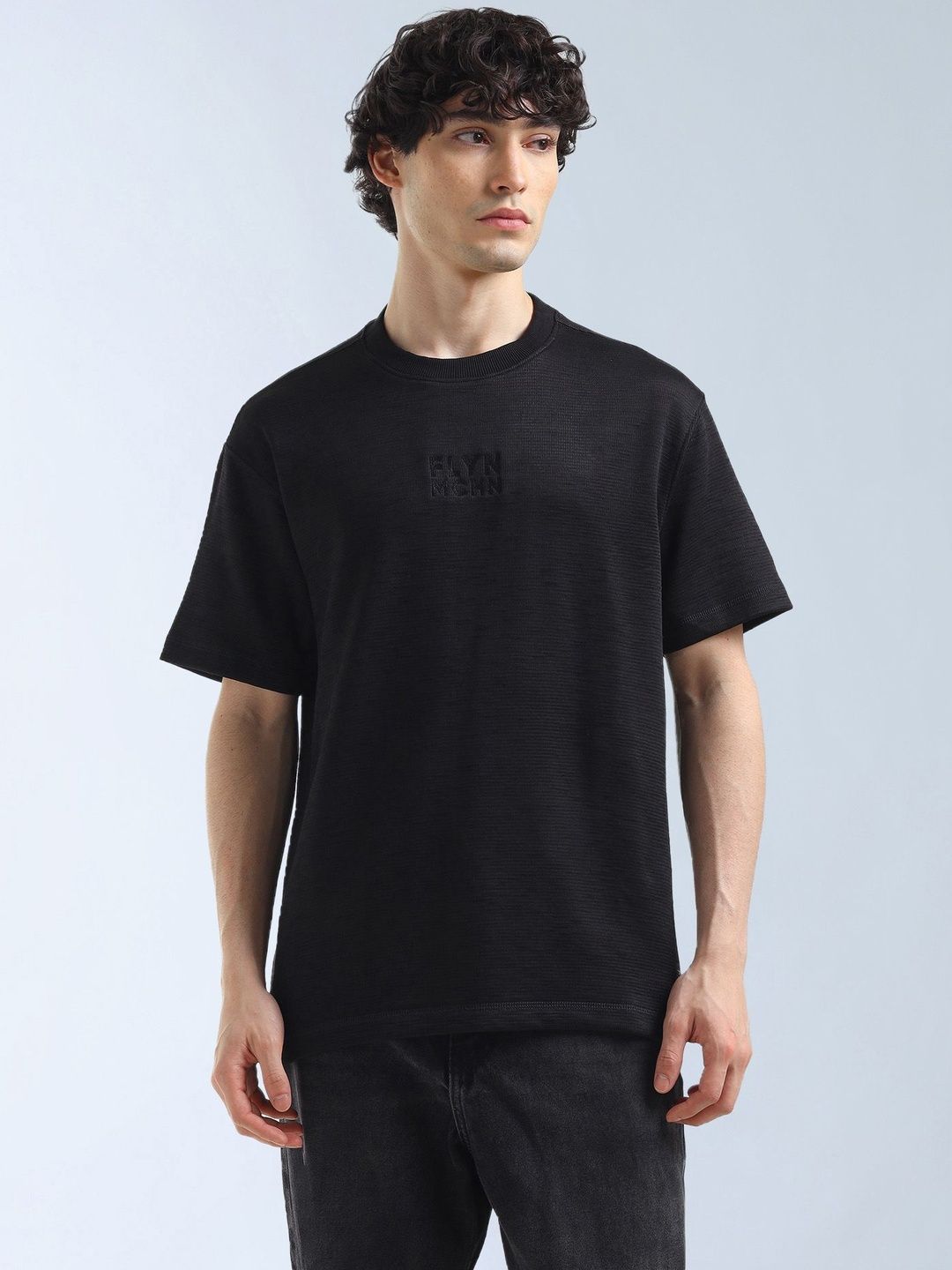 Flying Machine Flying Machine Men Solid Round Neck Pure Cotton Relaxed Fit T-shirt