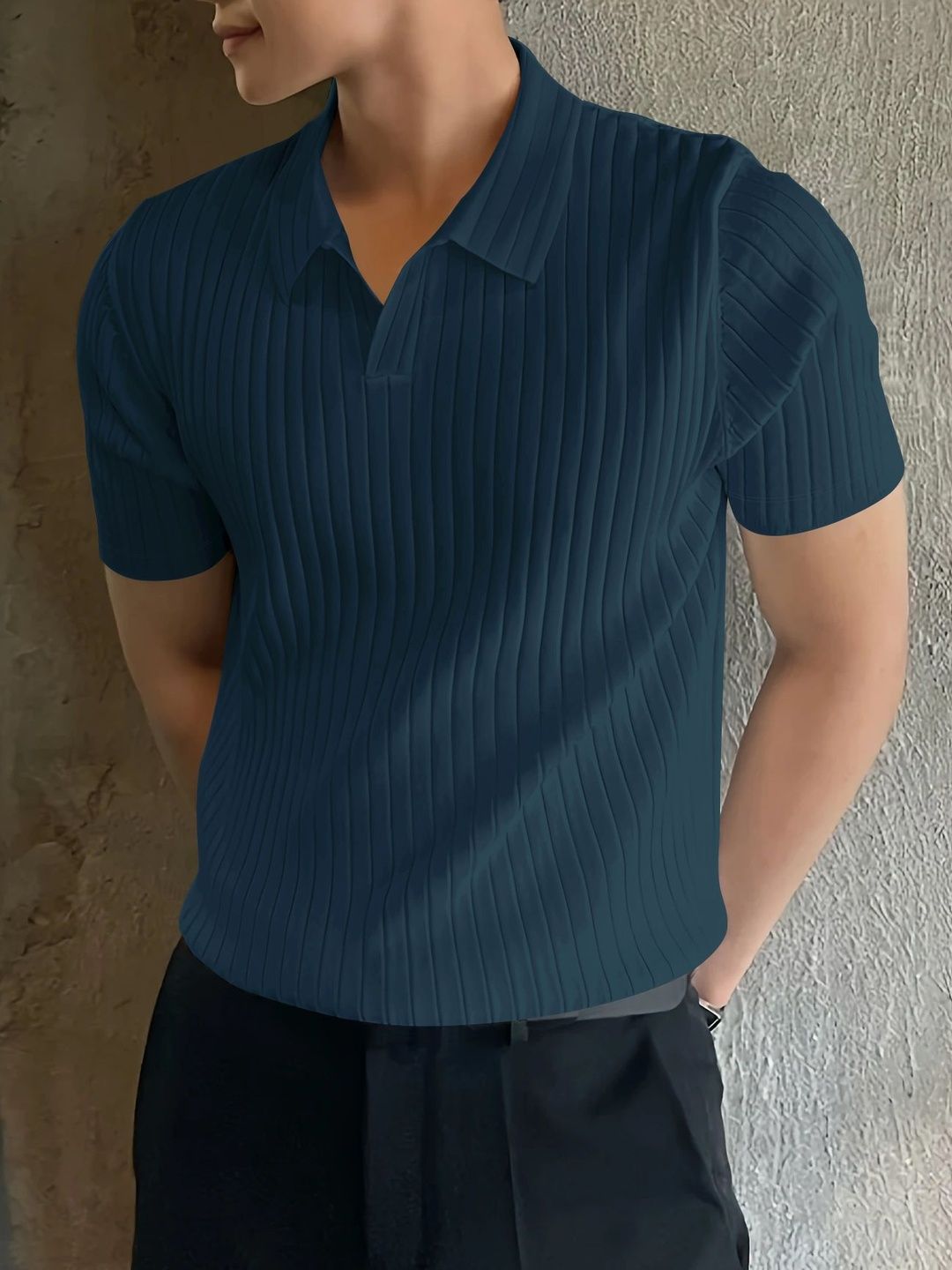 HOODLER Self Design Polo Collar Pure Cotton T-shirt