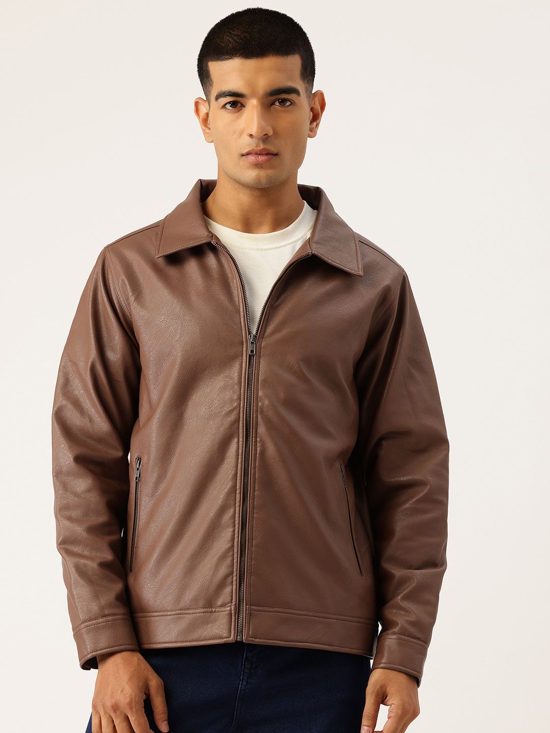 Okane Faux Leather Trim Tailored Jacket