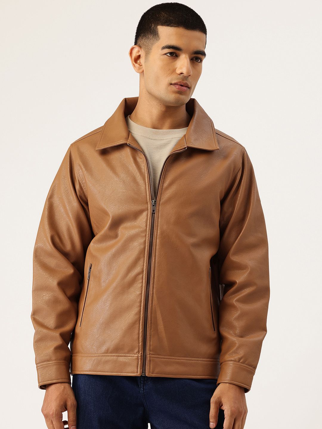 Okane Faux Leather Trim Tailored Jacket