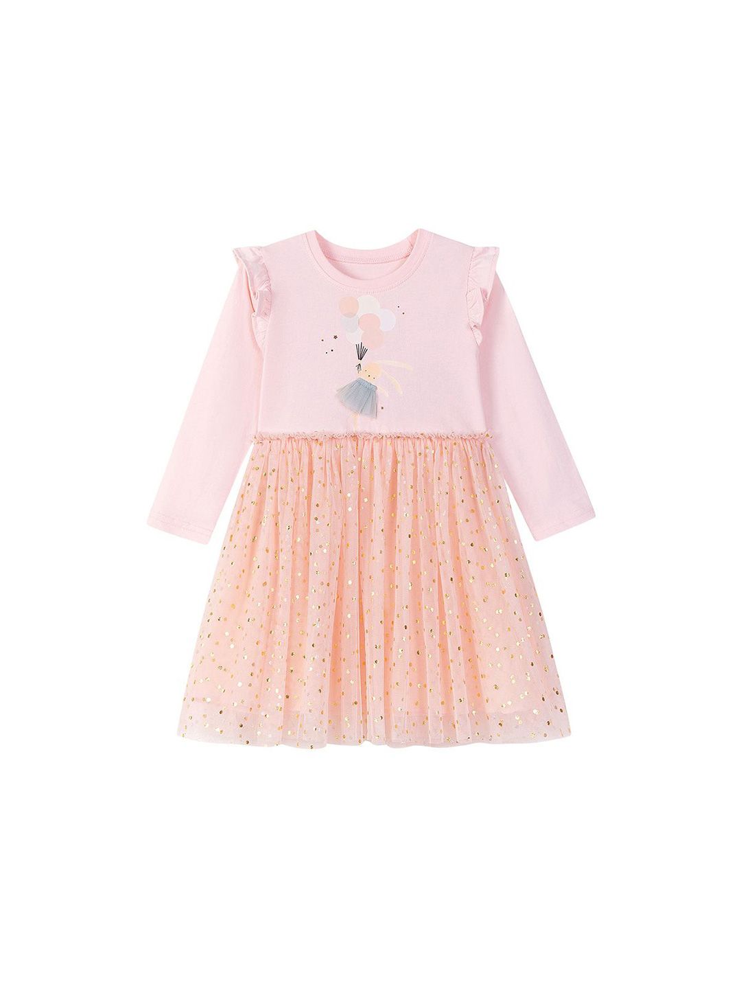 StyleCast x Revolte Girls Printed Applique Cotton Net Fit and Flare Dress