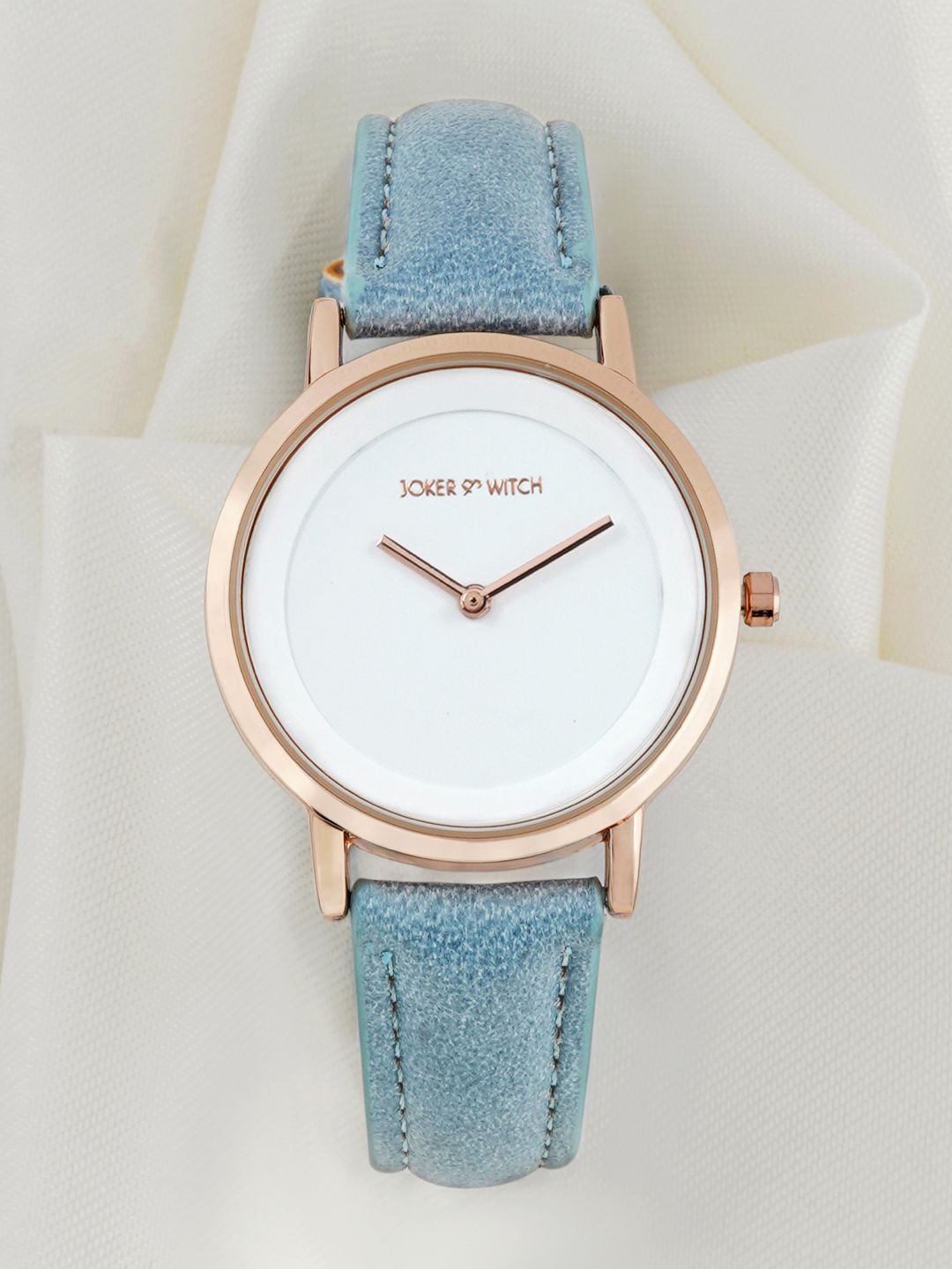 JOKER & WITCH Women White Dial & Blue Leather Straps Analogue Watch AMWW516-Blue