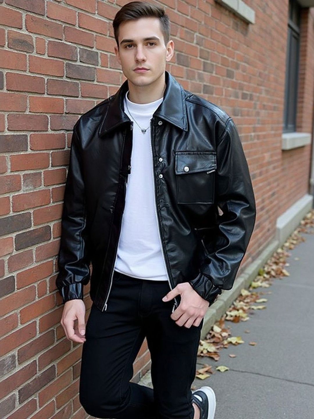 Buy Solid Leather Jacket - Jackets for Men 36971888 | Myntra
