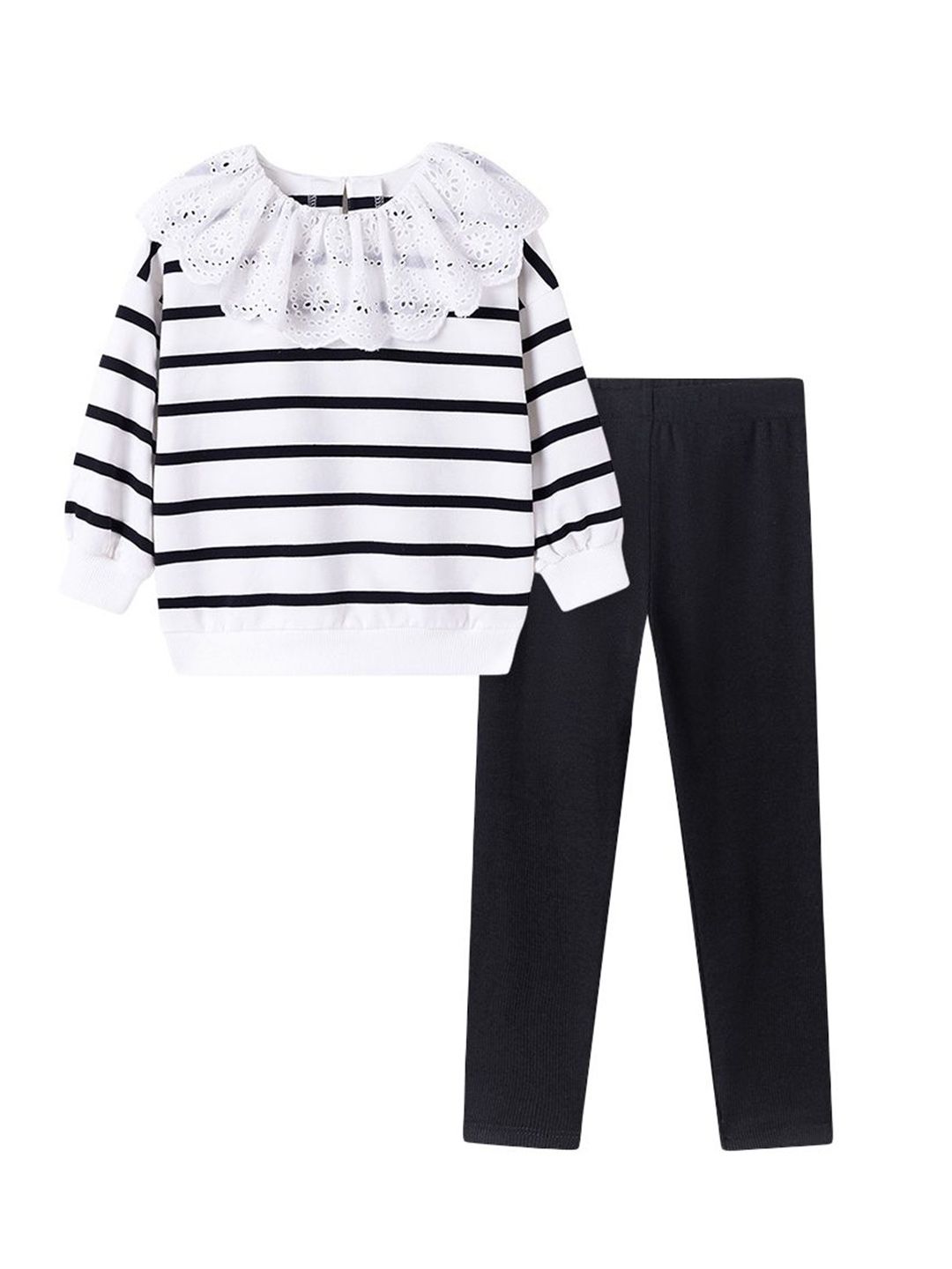 StyleCast x Revolte Girls Striped Round Neck T-shirt with Trousers
